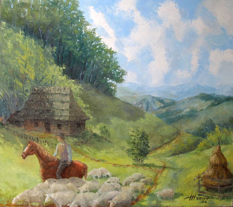 Жупан І.М. 2024 р "Вівчар" олія, холст 80-90 см.