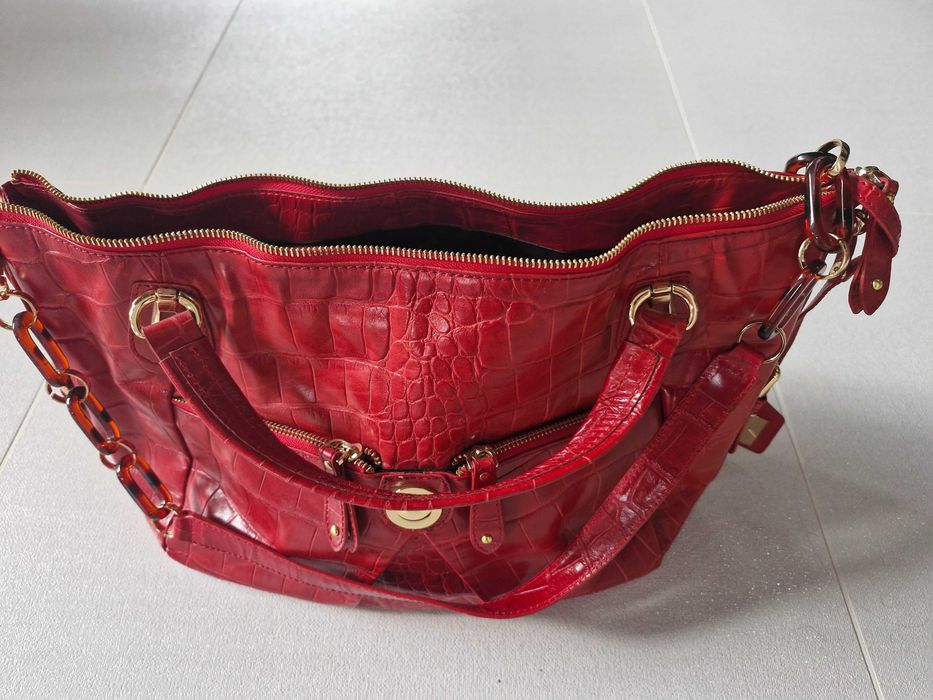 Torebka skorzana czerwona  Kazar