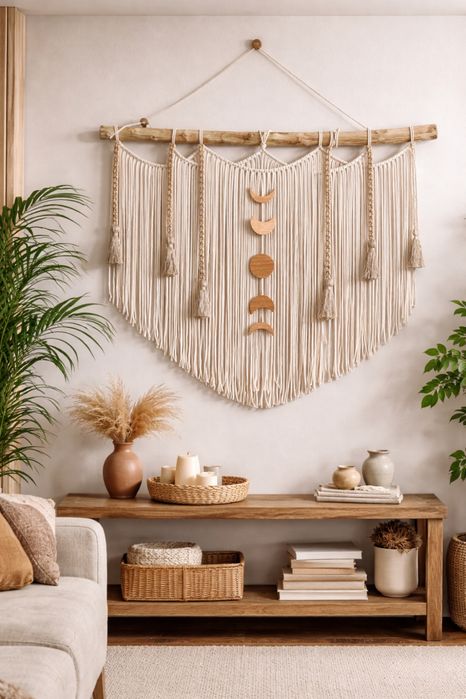 Painel em macrame “ Fazes da lua “