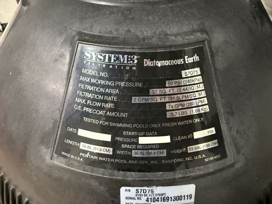 Sta-Rite - System 3 D.E Filter SD Series