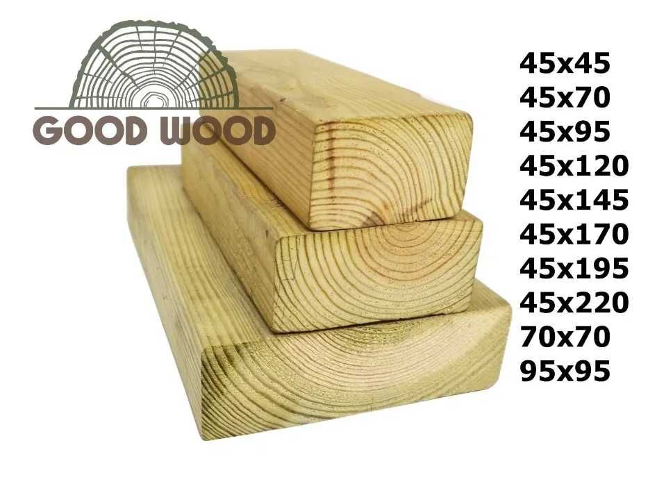 Legary 45x95 IMPREGNOWANE NTR drewno C24 kantówki belki SZWEDZKIE