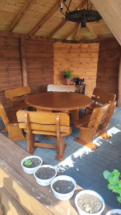 Meble ogrodowe stół ławki krzesła dla 10-12 osób altana parasol ogród