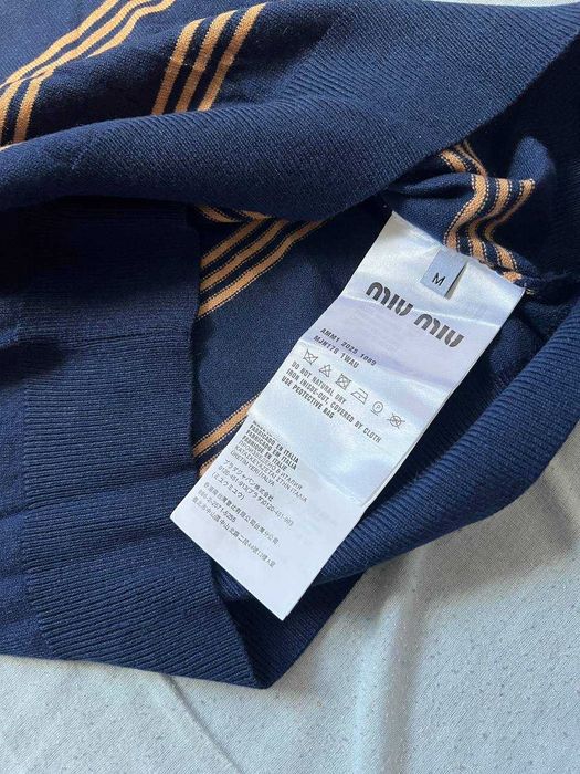 Miu Miu Polo t-shirt koszula swetr Striped cashmere and silk nowa m