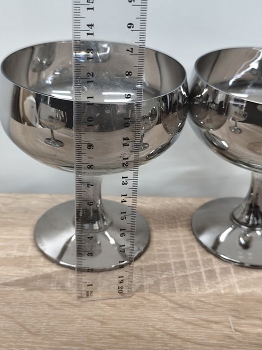 Kieliszki do szampana lustrzane dymione srebrem Vintage 4 sztuki