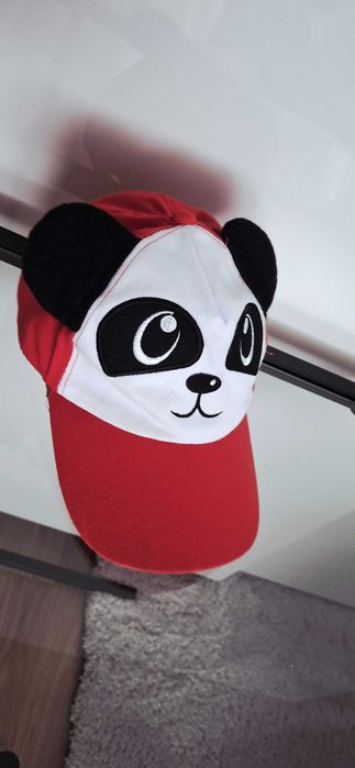 Czapka z daszkiem dla chłopca panda z uszkami 3-5 lat 53cm