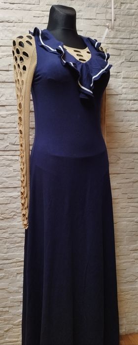 ?Sukienka marynarska Ralph Lauren 36/38 S/M bawełna,modal,granat maxi