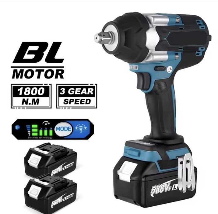 Chave de Impacto Sem Escovas 1800N.m para Bateria Makita 21V, Ferramen