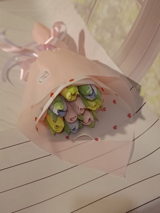 Букет із зефіру, тюльпани, квіти , подарунок