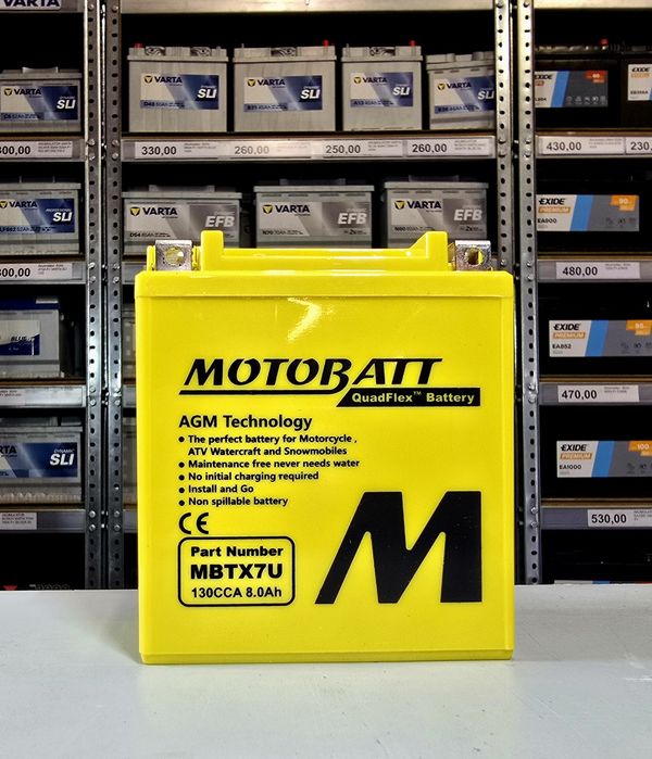Akumulator motocyklowy MOTOBATT 12V MBTX7U ytx7l-bs YTZ8V 8ah