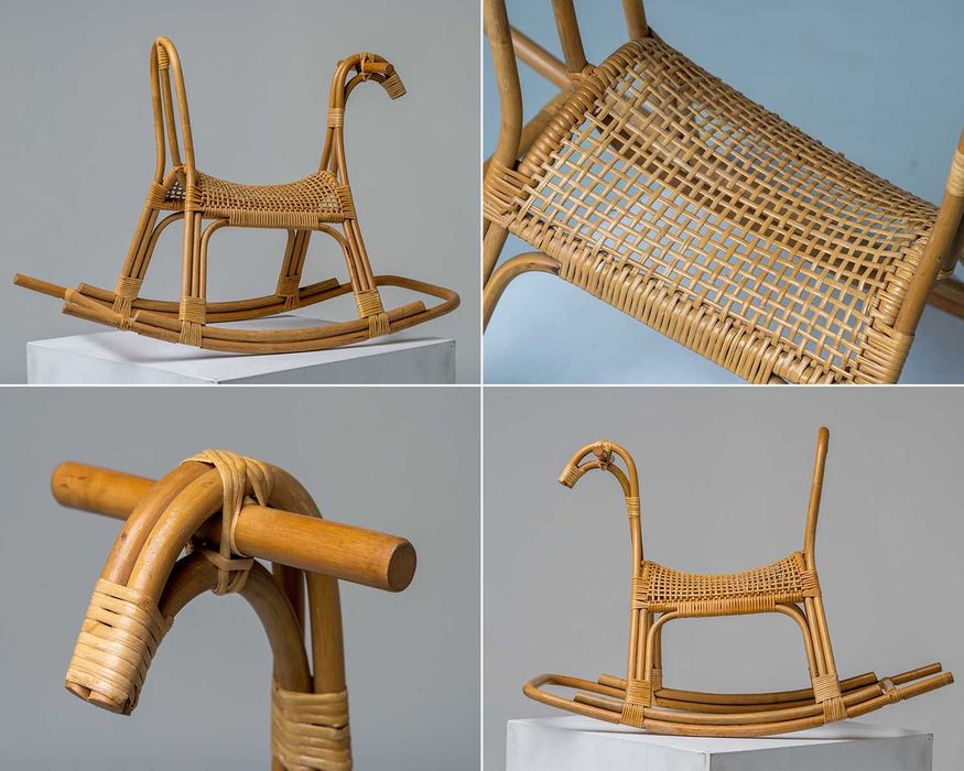 Konik na biegunach rattan / bambus  styl boho do sesji fotograficznych