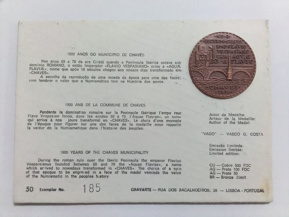 Filo-Medalhística - 1900 do Município de Chaves