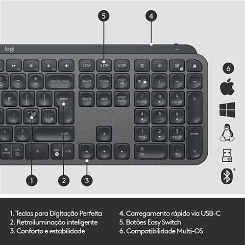 Teclado Logitech Mx Keys - Layout PT