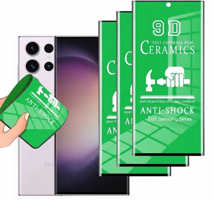 3x Szkło Hybrydowe Ceramiczne 9D do Samsung Galaxy S22 Ultra