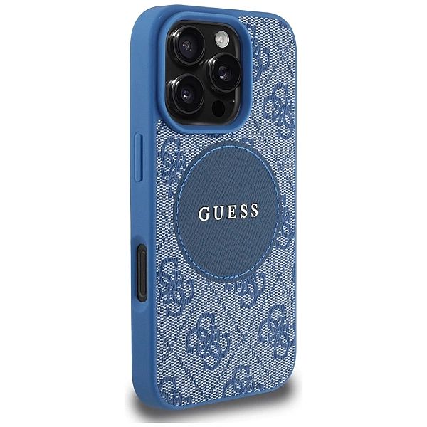 Etui Guess 4G Circle Classic Logo MagSafe na iPhone 16 Pro - niebieski