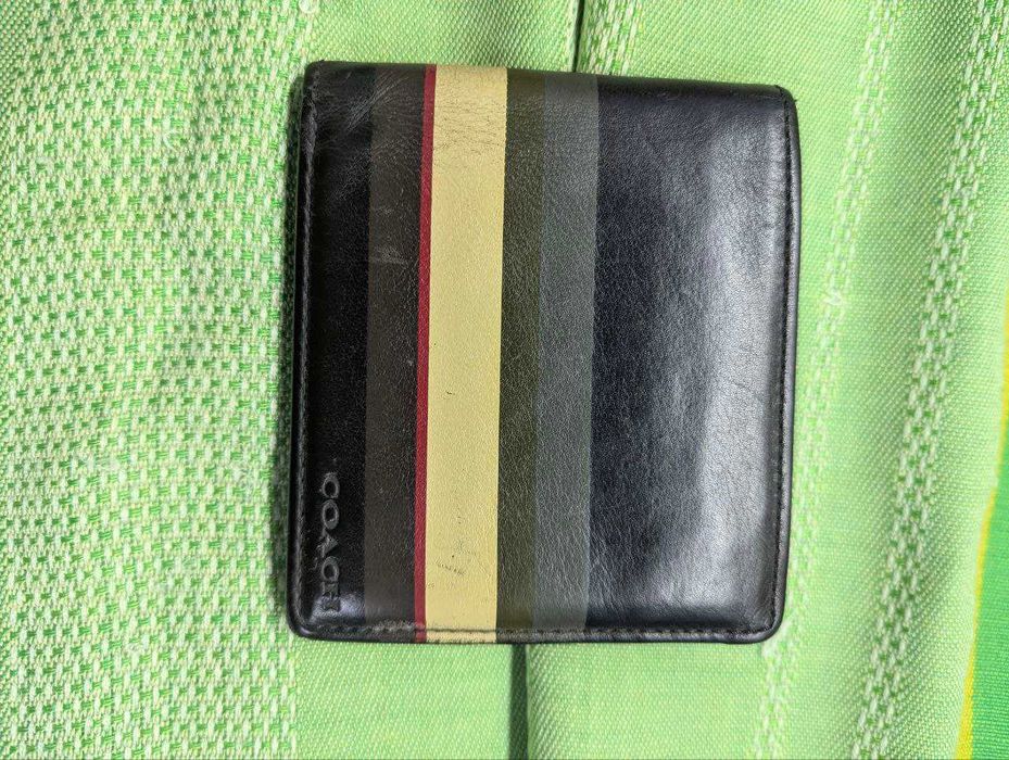 Кожаный кошелёк Coach из фирменного канваса с полосками