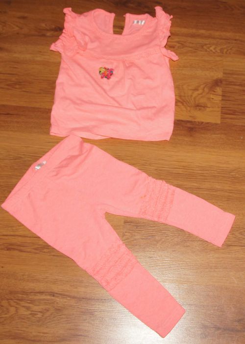 Komplet bluzka legginsy neonowy 80-86 na lato