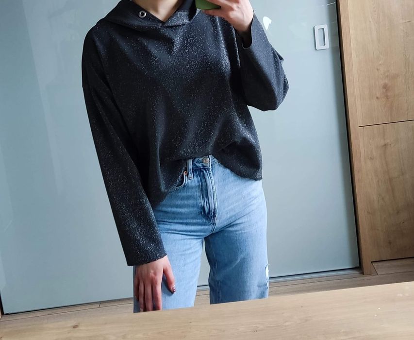 Bluza szara błyszcząca z kapturem S Pull&Bear