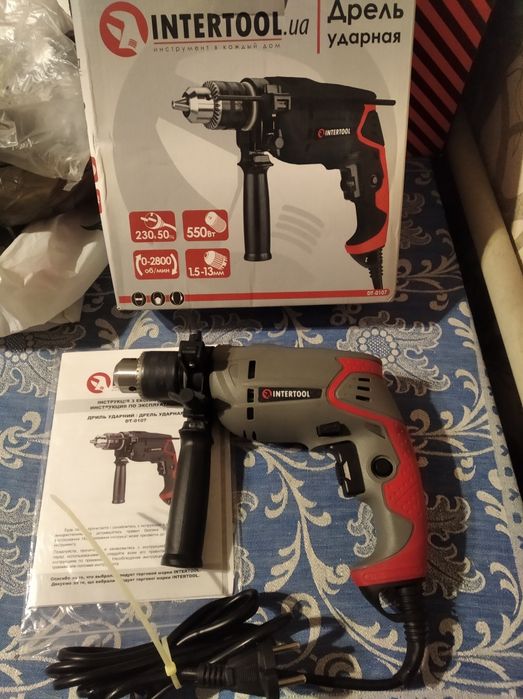Дрель ударная, 0,55 кВт, 0-2800 об/мин, 1,5-13 мм, реверс