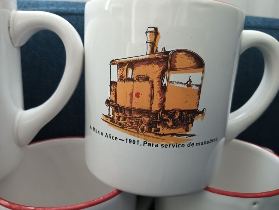 canecas cerâmica loiça coleção antigas e raras  Locomotivas  Vintage*