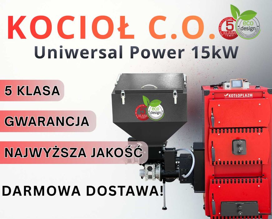 Kocioł, Piec - pellet, drewno, ekogroszek. UNIWERSAL POWER 15 kW