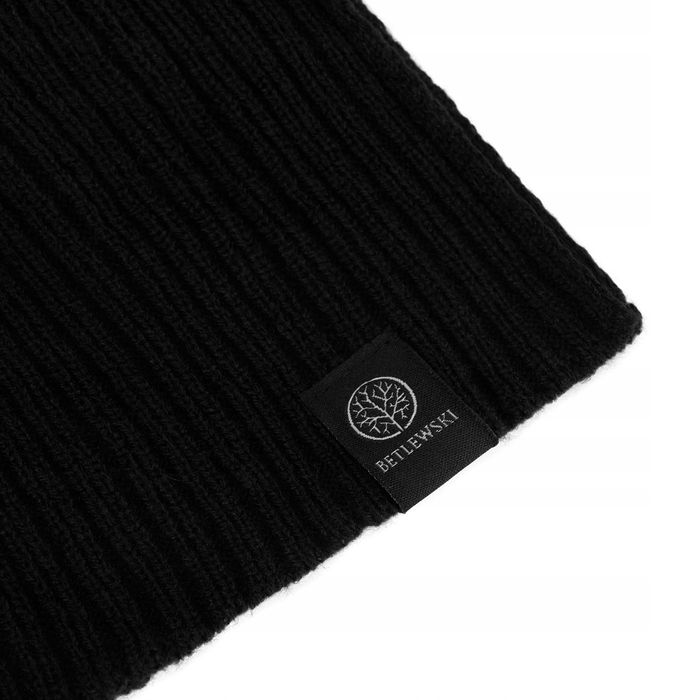 Zestaw Zimowy Męski BETLEWSKI Czapka + Szalik Czarny Ciepły Na Prezent