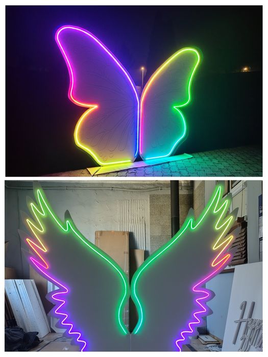 Ścianka dekoracyjna Skrzydła Motyla neon XXL