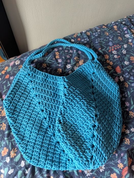 Niebieska torba tulipan handmade