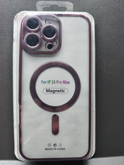Capa Transparente MagSafe Rosa Metalizado – iPhone 16 Pro Max (Nova)
