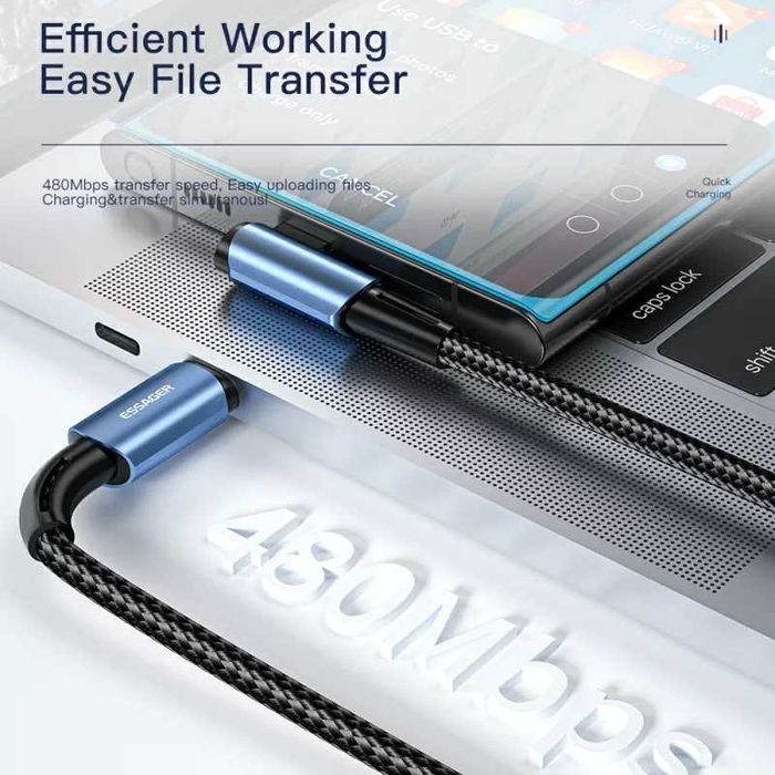 100W 5А качественный Угловой кабель С-C, USB-C 1м быстрая зарядка