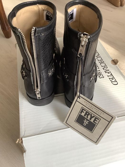 Байкерські шкіряні чоботи Frye Phillip Chain Black Moto Short Harness