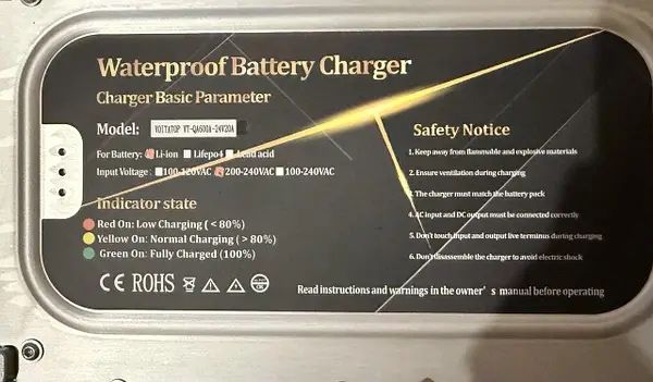 Зарядний пристрій для акумуляторів Li-ion 24V 20A waterproof