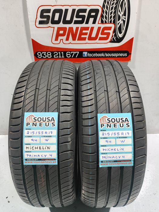 2 Pneus semi novos Michelin 215-55R17 Oferta dos Portes