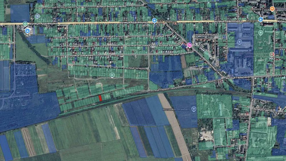Земельна ділянка 8 сотих у м Виноградів