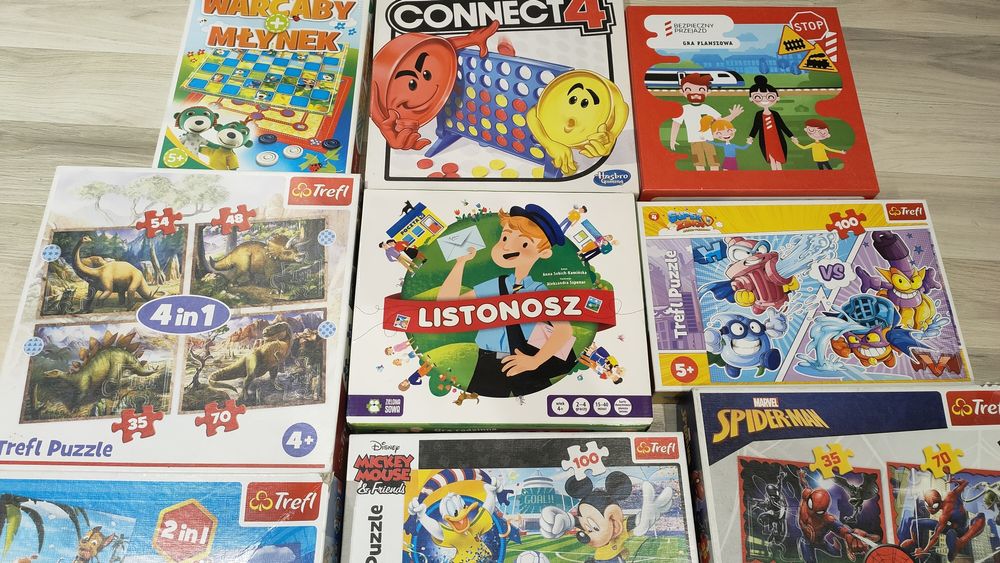 Puzzle Trefl i gry planszowe 13 sztuk.
