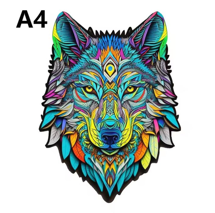 Пазл дерев'яний формат А4-5 Слон Вовк Лисиця Павлін