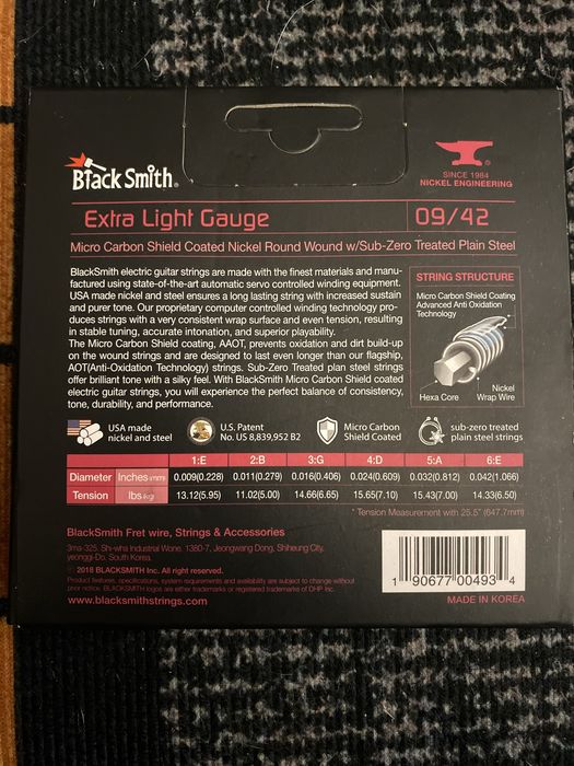Struny do gitary elektrycznej Black Smith