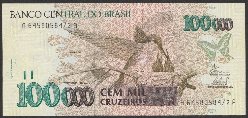 Brazylia 100 tysięcy cruzeiros 1993 - stan bankowy UNC