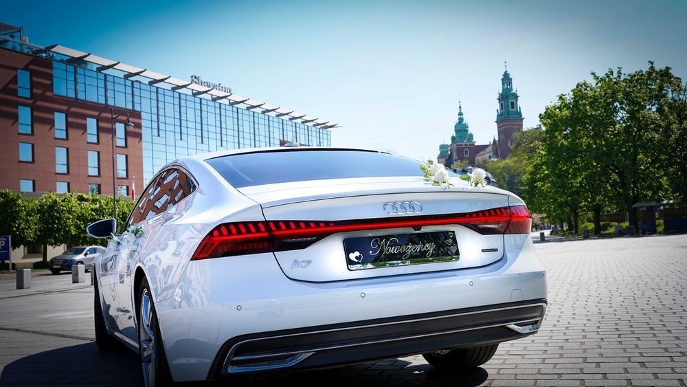 Białe Audi A7 s line Promocja !sportowa limuzyna auto do ślubu samochód wesele