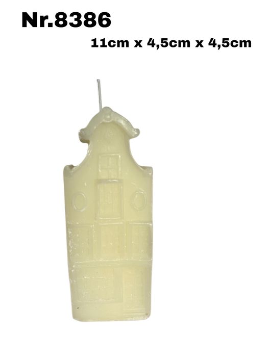 Kremowa świeca w kształcie kamieniczki 11cm nr.8386