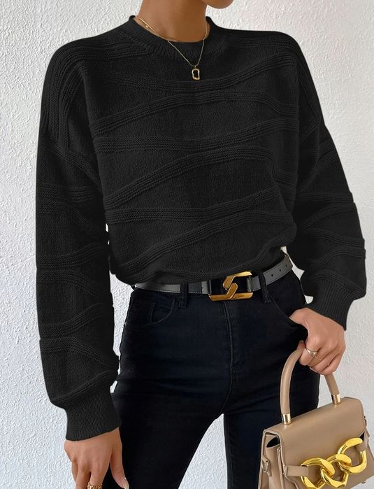Shein czarny sweter klasyczny długi rękaw 36 v7v