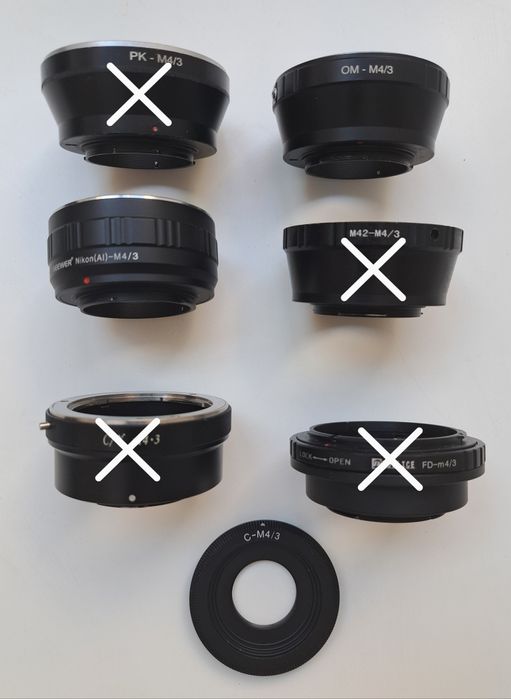 Adaptadores m4/3 mft e tampas