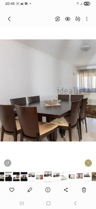 Mesa de jantar quadrada com 8 cadeiras