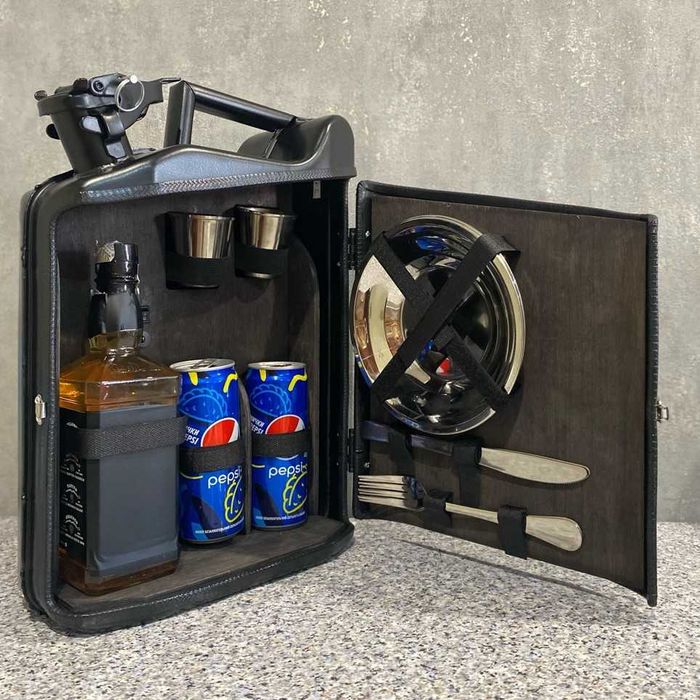 Подарунковий набір зі справжньої каністри. Ручна робота. Каністра бар