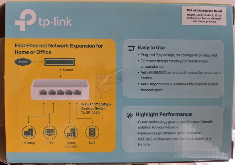 Switch TP-Link 5 Portas (TL-SF1005D) - Como Novo