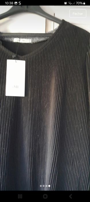 Tunica manga comprida pilssada nova xl