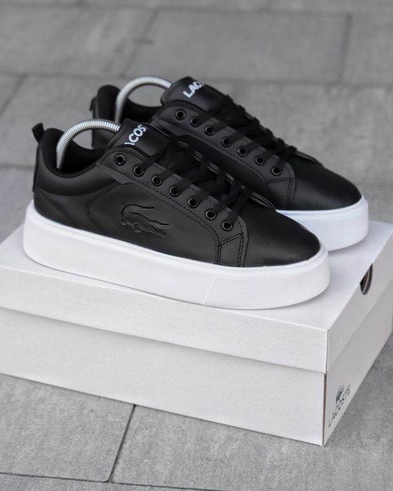 Стильові чоловічі кросівки Lacosta Carnaby Platform Lite Leather Sneakers Black and White! Нові! Розміри: 40,41,42,43,44!
