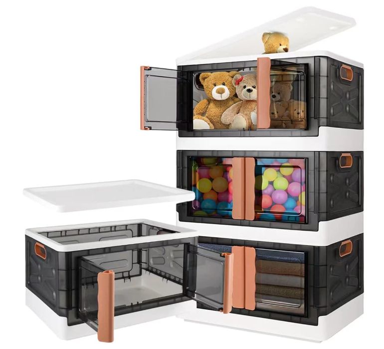 Ruiene Składany pojemnik do przechowywania 50L brązowy 4 szt.