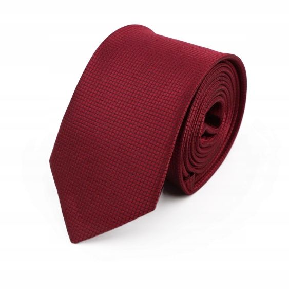 KRAWAT męski BORDOWY wąski stylowy elegancki klasyczny ponadczasowy wąski (054K)