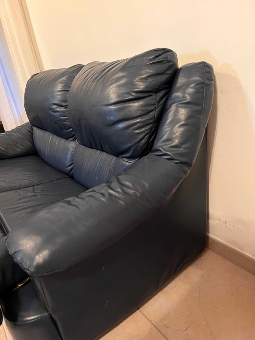 Sofás de ecopele azul escuro - sofá-cama incluído