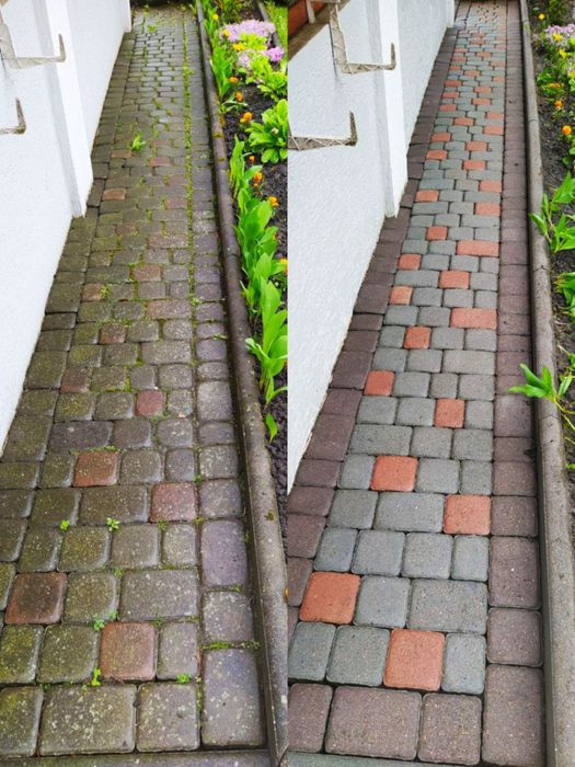 Миття бруківки, фасаду та парканів